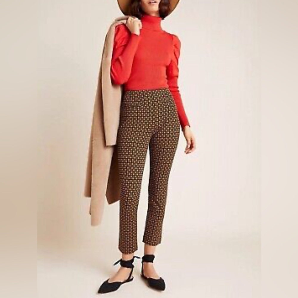 Anthropologie The Essential Slim Trousers Pants Geometric Womens Size 6